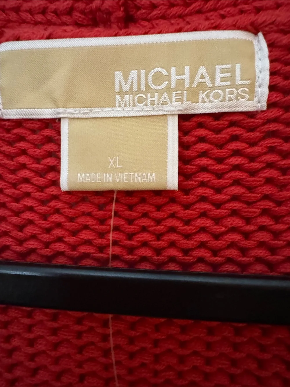 Michael Kors Sweater 100% Cotton Red V-Neck Cable Sweater Size - XL **NWT**